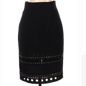 Catherine Malandrino Black Pencil Wool Skirt Size 2